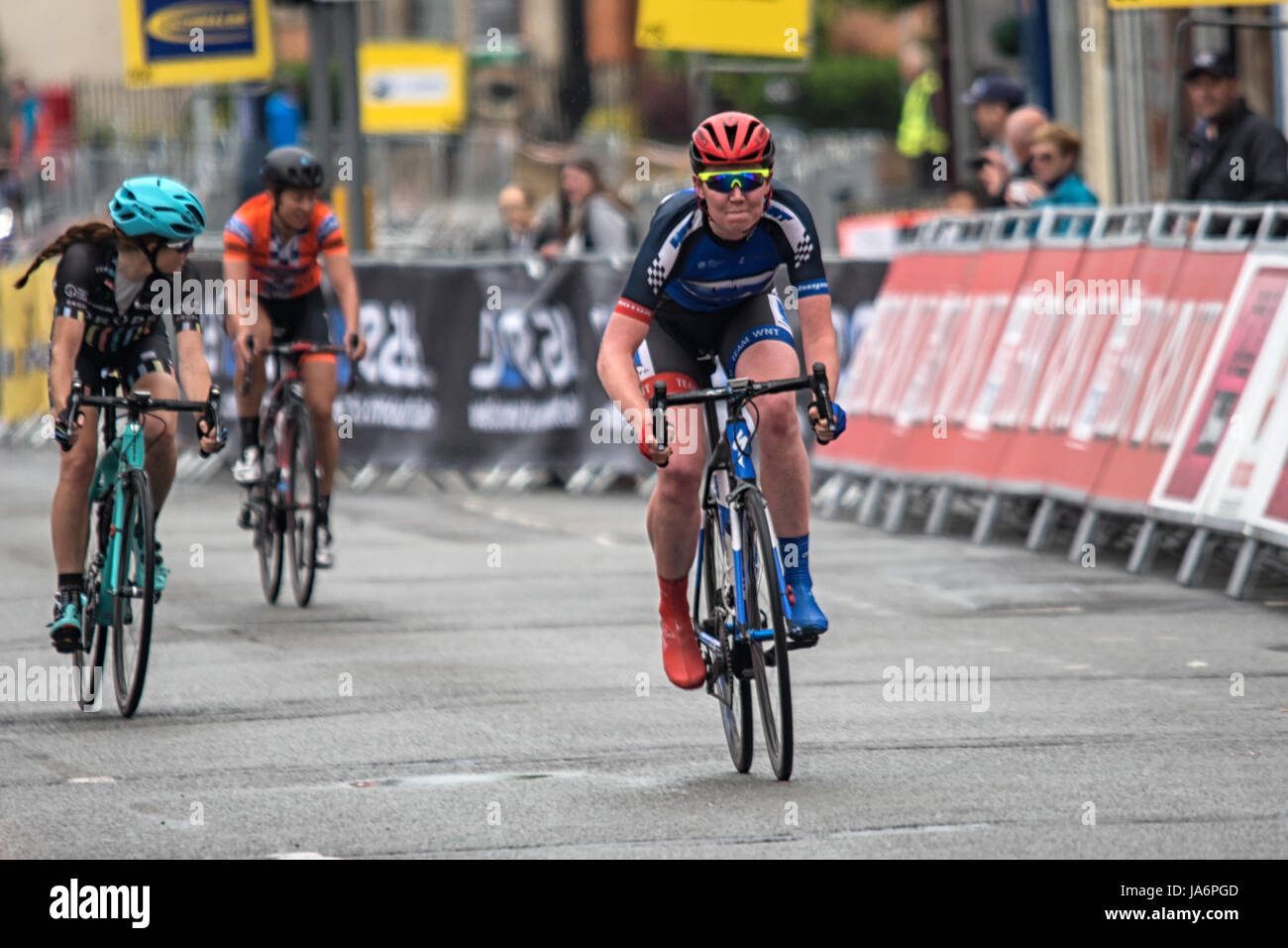 Melton Mowbray 4 Giugno 2017: Donna CiCLE Classic. Road 105 km (65-mile) di miscela di strade durante questo giorno internation gara un fantastico spettacolo di un evento per donne racing. In partenza e a Melton Mowbray centro città. Unica gara entro il British escursioni in bicicletta Calendario. Credito: Clifford Norton/Alamy Live News Foto Stock