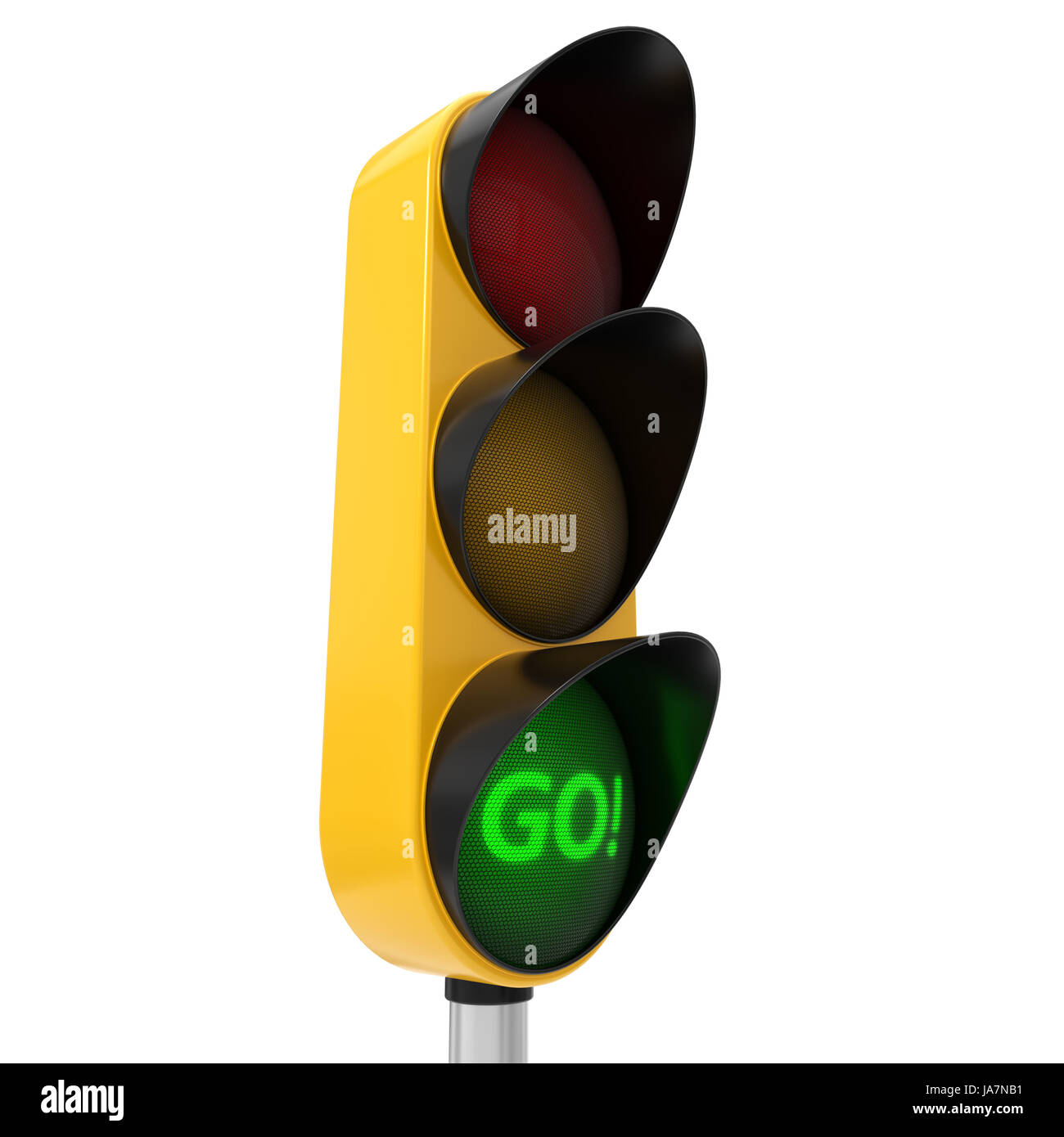 3d illustrazione del semaforo. progettazione concettuale con il testo sulla luce verde Foto Stock