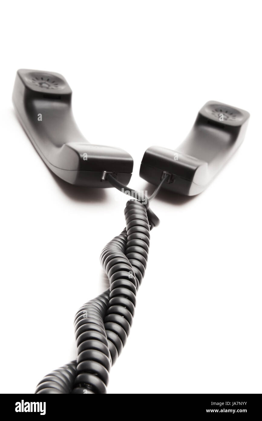 Due telefono nero tubi isolati su sfondo bianco. Foto Stock
