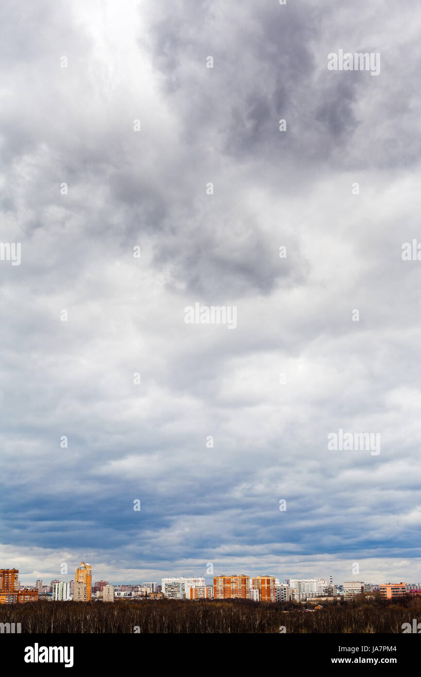Blu, città, Horizon, cloud, orizzontale, la molla di rimbalzo, rimbalza, hop, Foto Stock