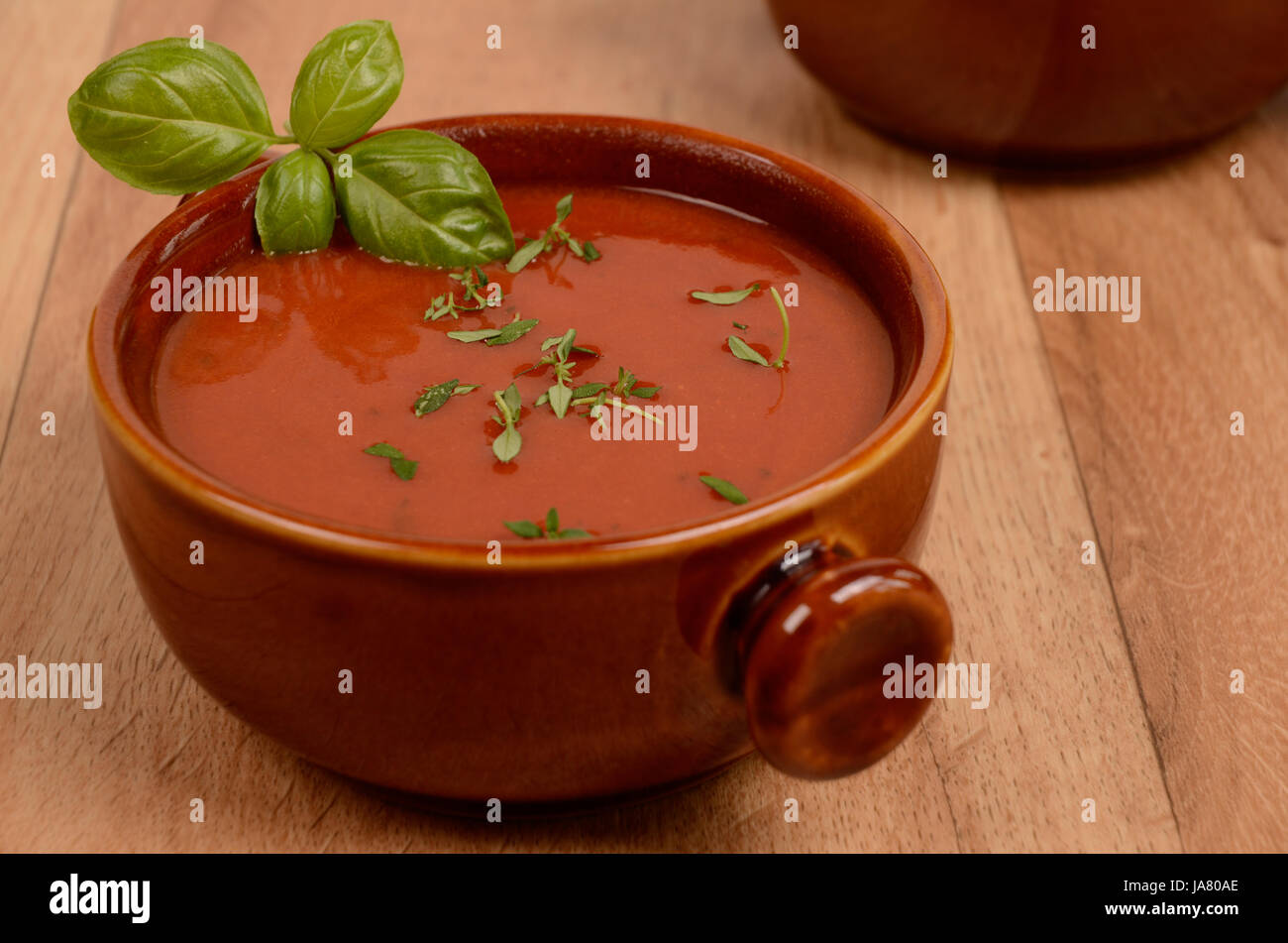 Minestra di pomodoro, rot, ristorante, alimentari, aliment, vuoto, europeo, caucasica, acqua, Foto Stock