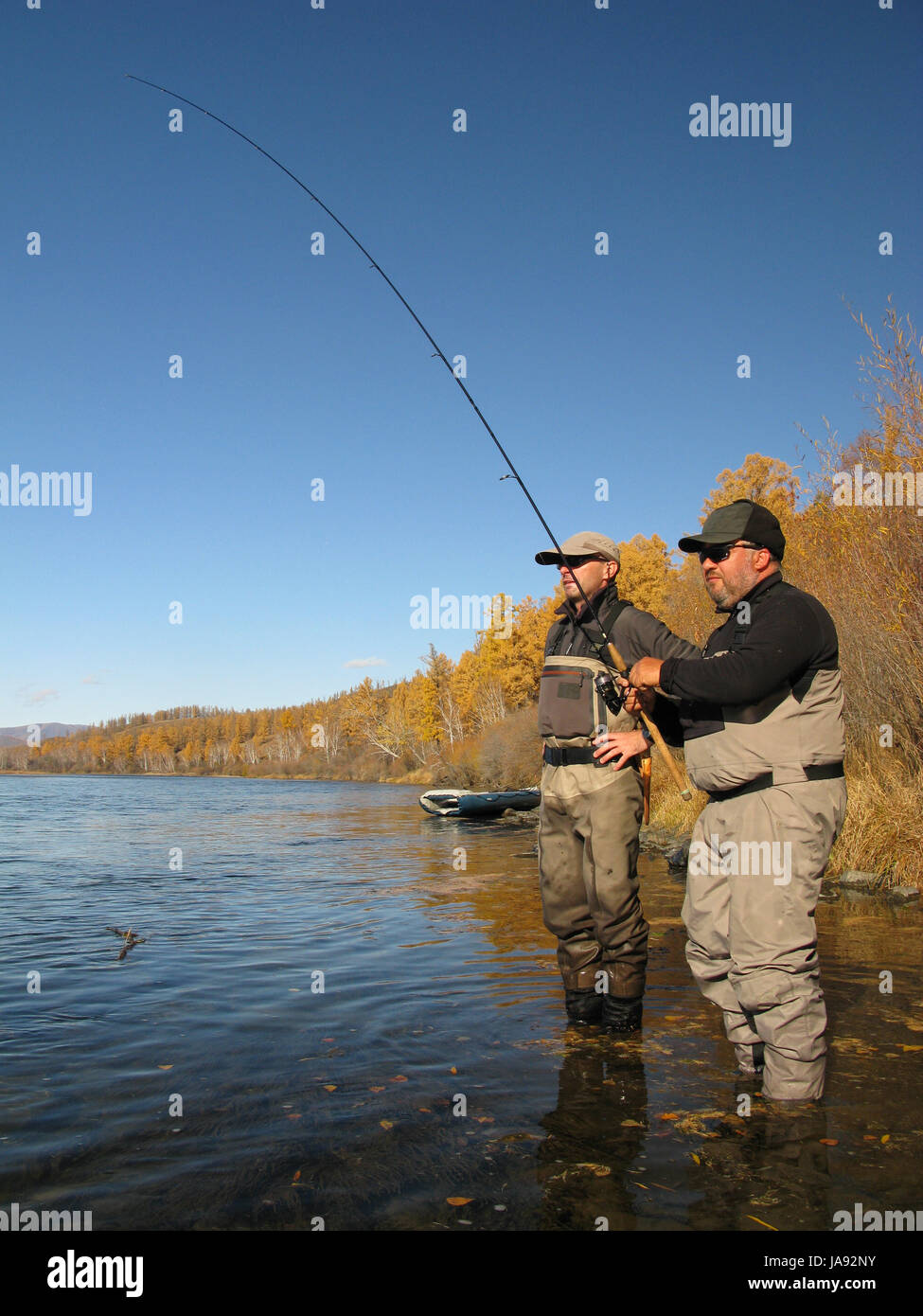 Blu, Wild, pesce, mongolia, pesca, gancio asta, acqua fresca, lago, di navigazione Foto Stock