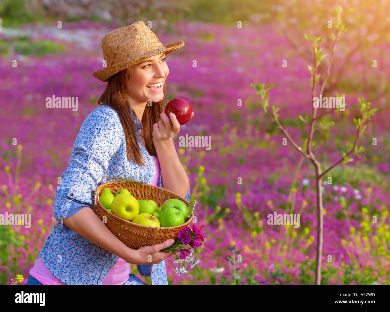 Bella, beauteously, Nizza, femmina, agricoltura, allevamento, ritratto, raccolto, Foto Stock
