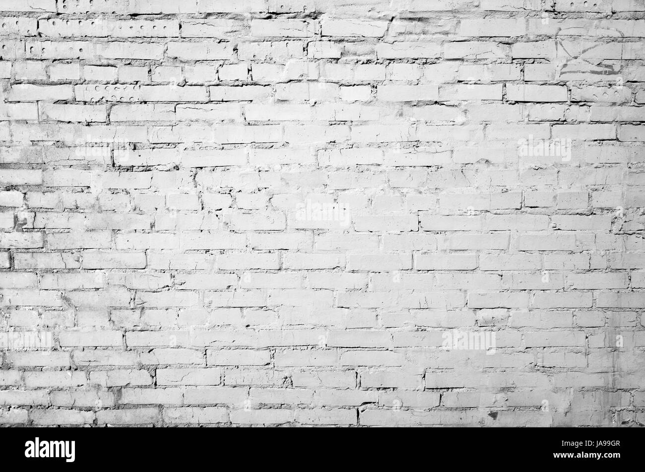 Bianco vecchio muro di mattoni, sfondo piatto texture foto Foto Stock