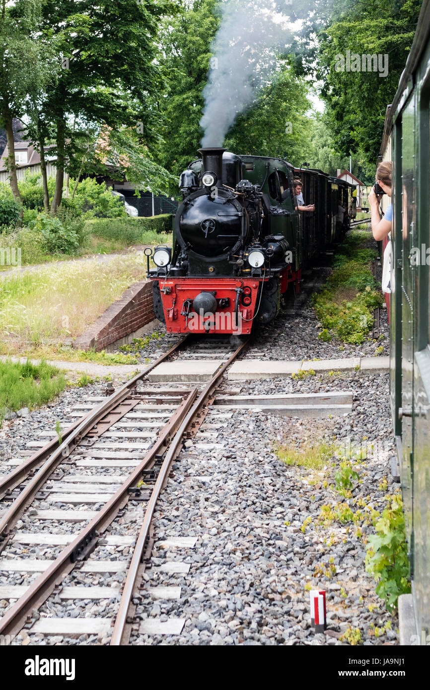 Storico treno a vapore - 4 giugno 2017 - Schierwaldenrath, Gangelt, Selfkant della Renania settentrionale-Vestfalia, NRW, Germania, Europa Foto Stock