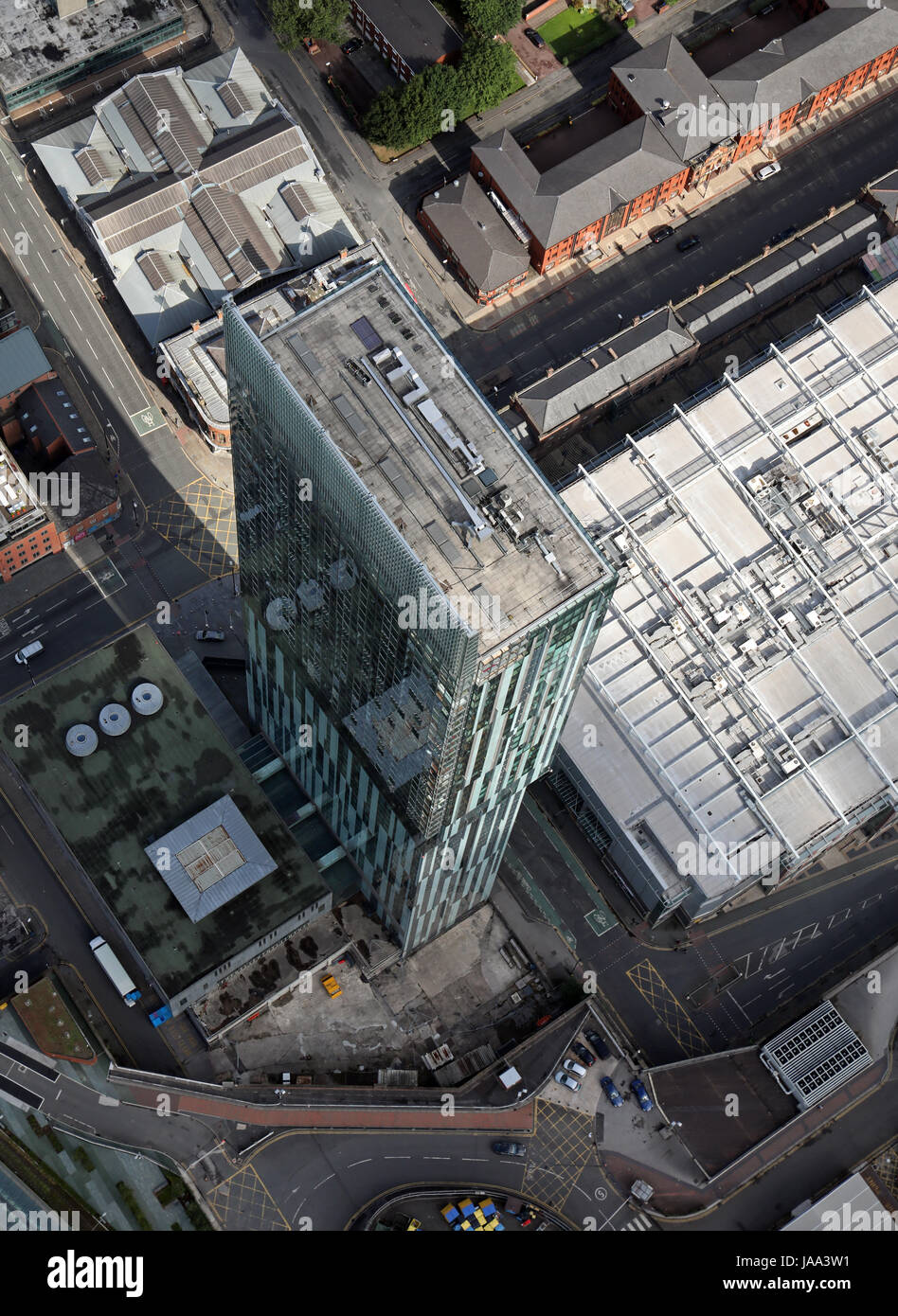 Vista aerea di Beetham Tower a Manchester, Regno Unito Foto Stock