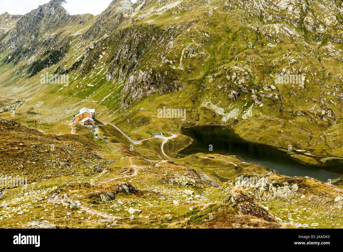 Montagne, turismo, austriaci, lago di montagna, escursione in montagna, house, edificio, Foto Stock