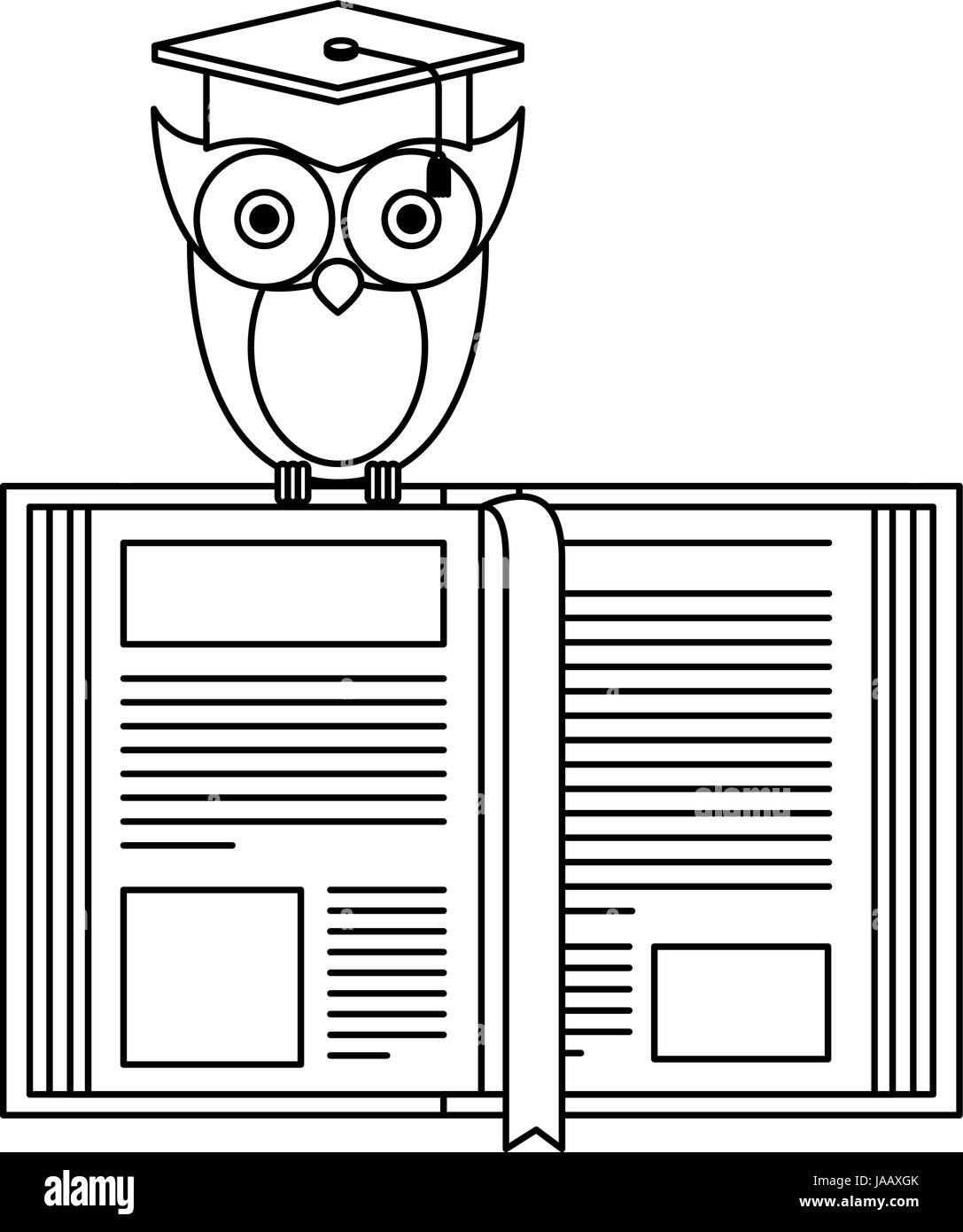 Schizzo silhouette di gufo conoscenza con cappuccio gradazione sul libro Illustrazione Vettoriale Schizzo silhouette di gufo conoscenza con cappuccio gradazione sul libro Illustrazione Vettoriale