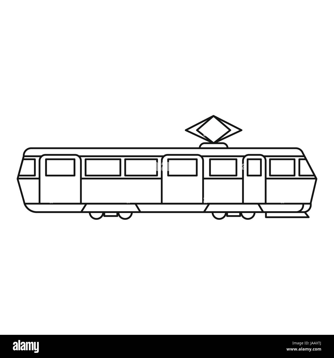 Icona del tram, stile contorno Illustrazione Vettoriale