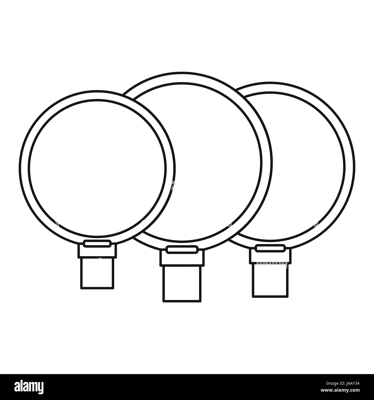 Lenti della fotocamera, l'icona di stile di contorno Illustrazione Vettoriale
