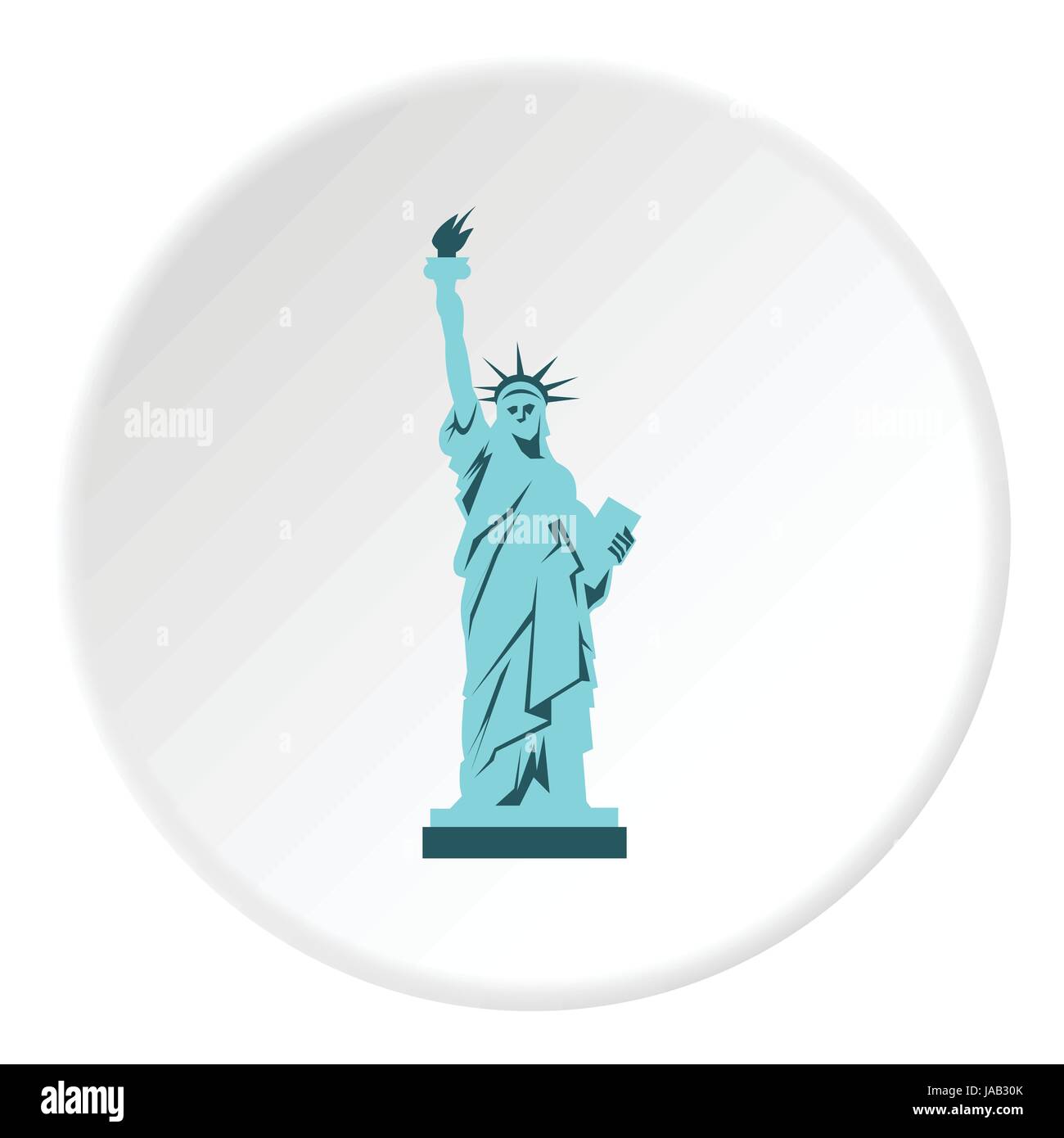 La statua della libertà e la relativa icona. Illustrazione piana della statua della libertà icona vettore per il web Illustrazione Vettoriale