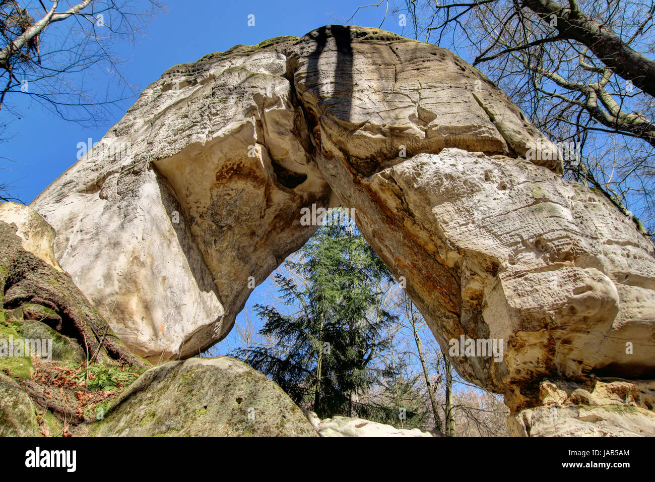 Roccia Naturale arch nel Paradiso Boemo, Repubblica Ceca Foto Stock