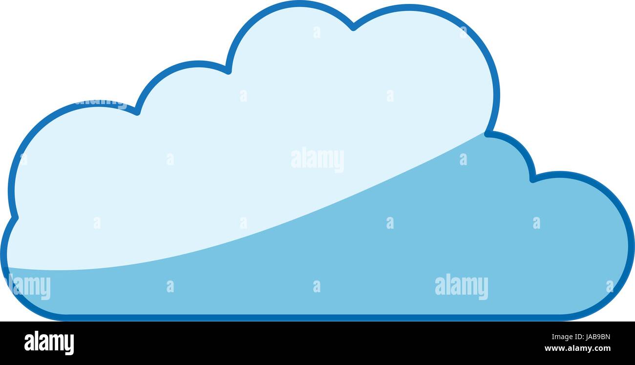 Colore blu silhouette di ombreggiatura cloud in forma di icona cumulus Illustrazione Vettoriale