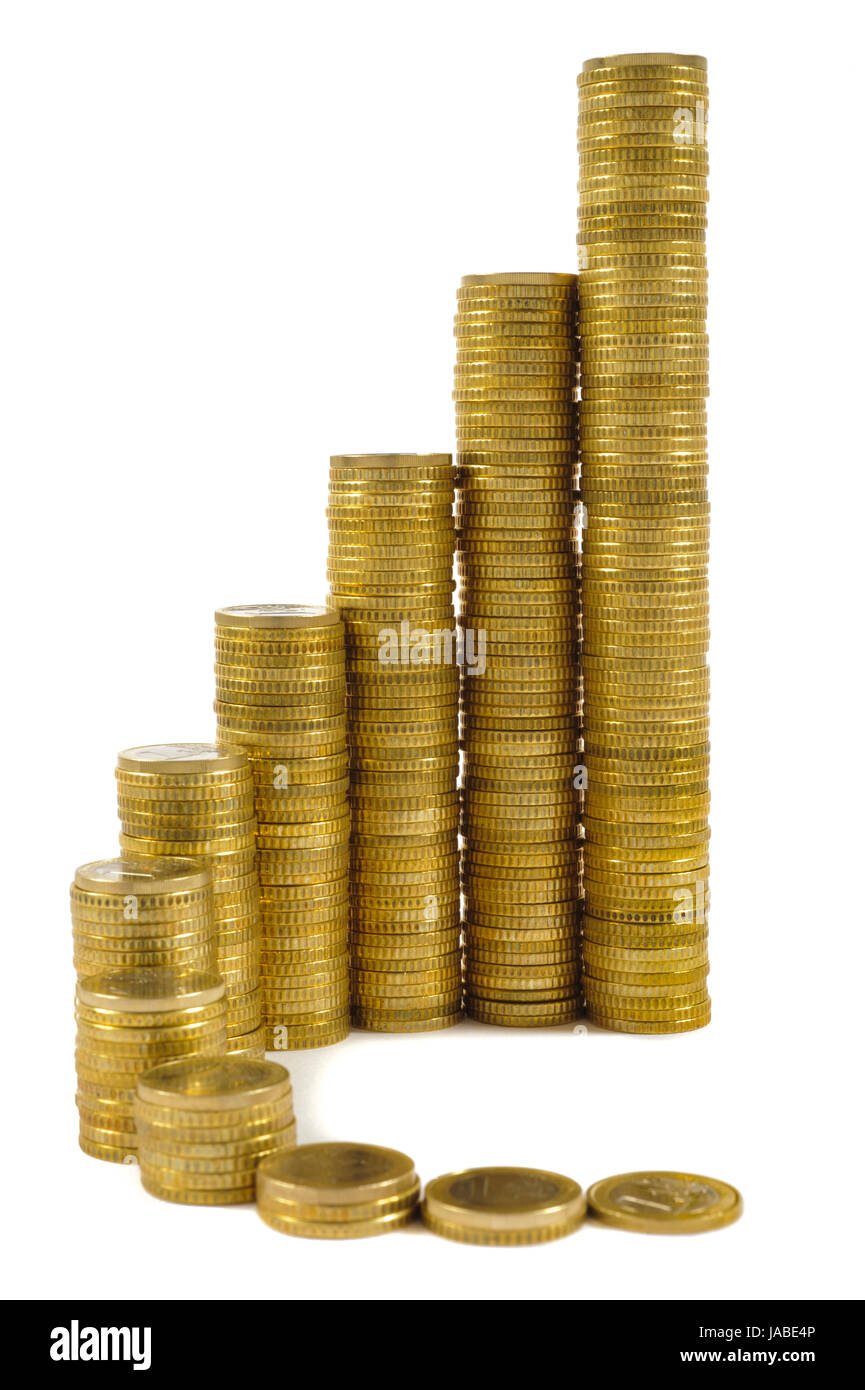 Impilati monete in euro come grafico al mercato di exchange Foto Stock