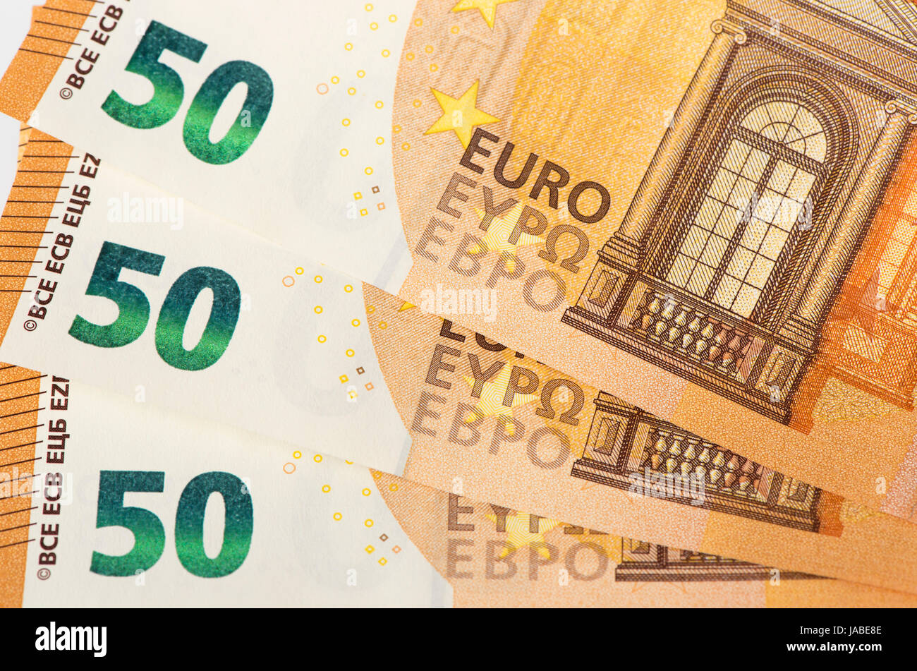 50 le banconote in euro della moneta europea Foto Stock