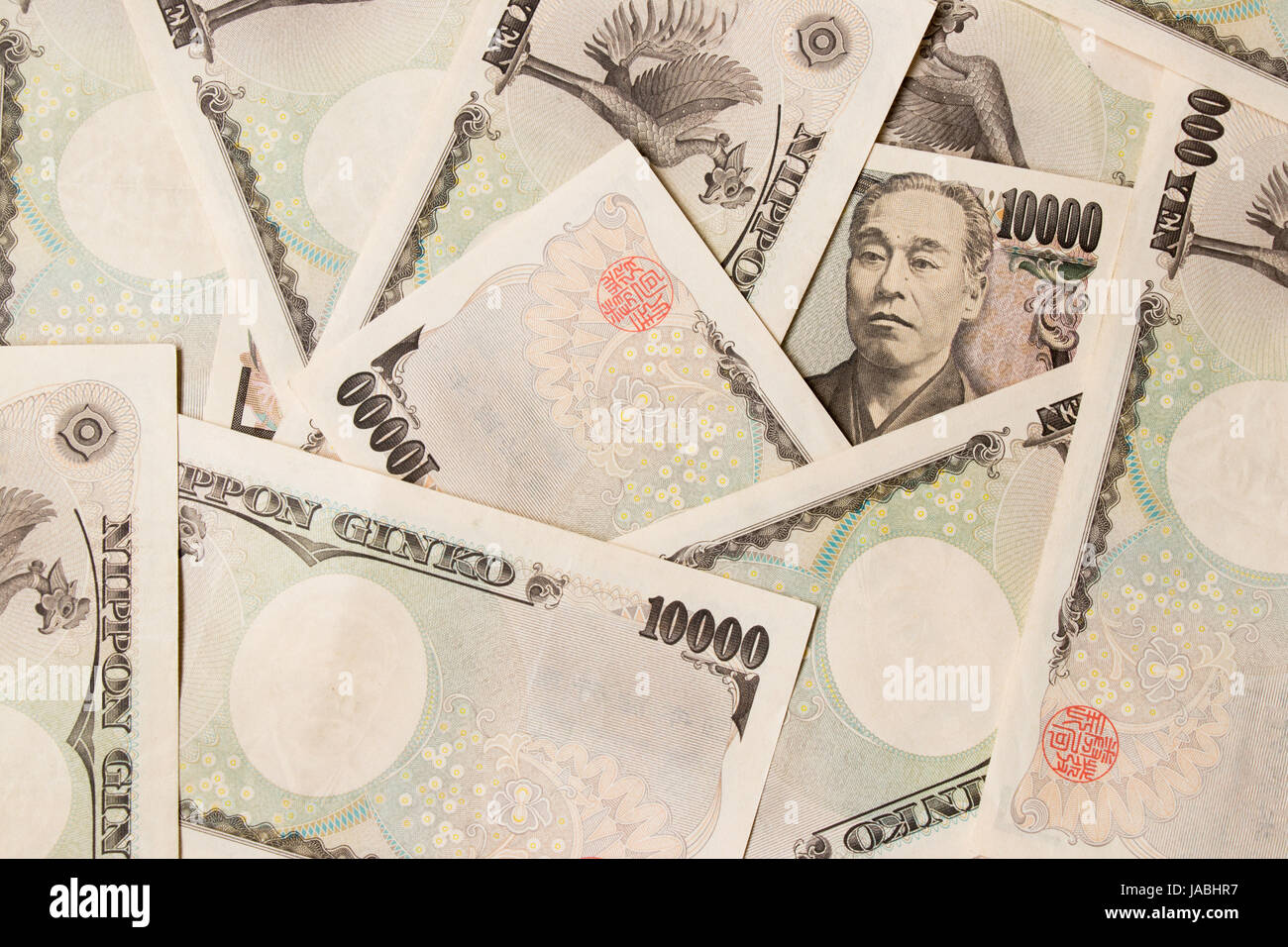 Gruppo della banca giapponese nota 10000 yen sfondo Foto Stock