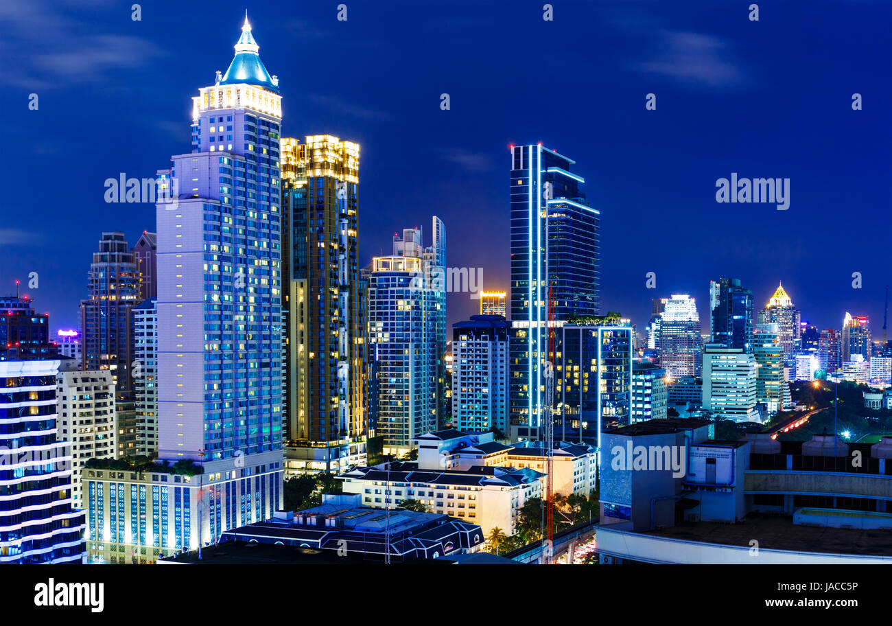 Bangkok cityscape di notte Foto Stock