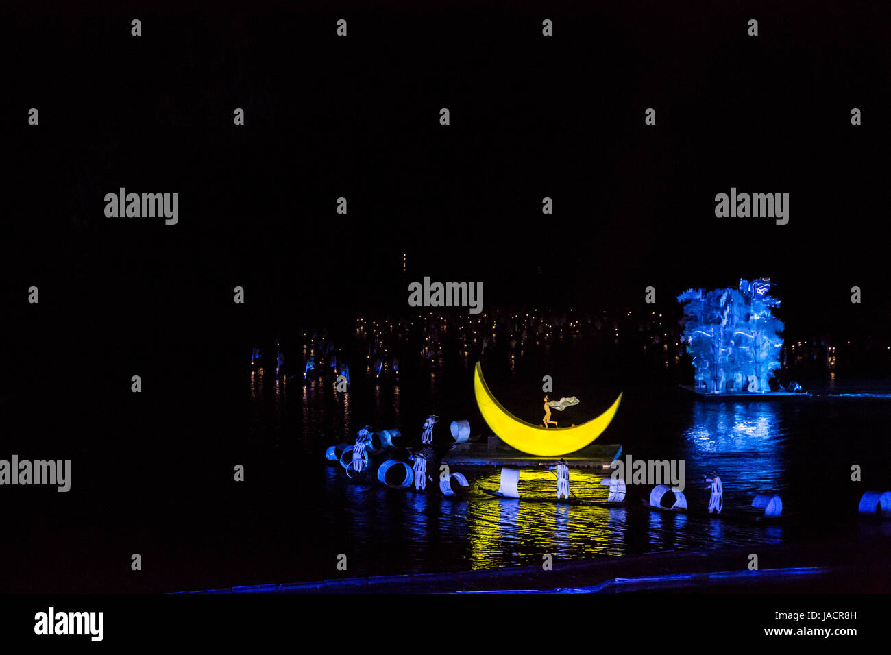 Yangshuo, Cina. Impression Sanjie Liu spettacolo teatrale. Foto Stock