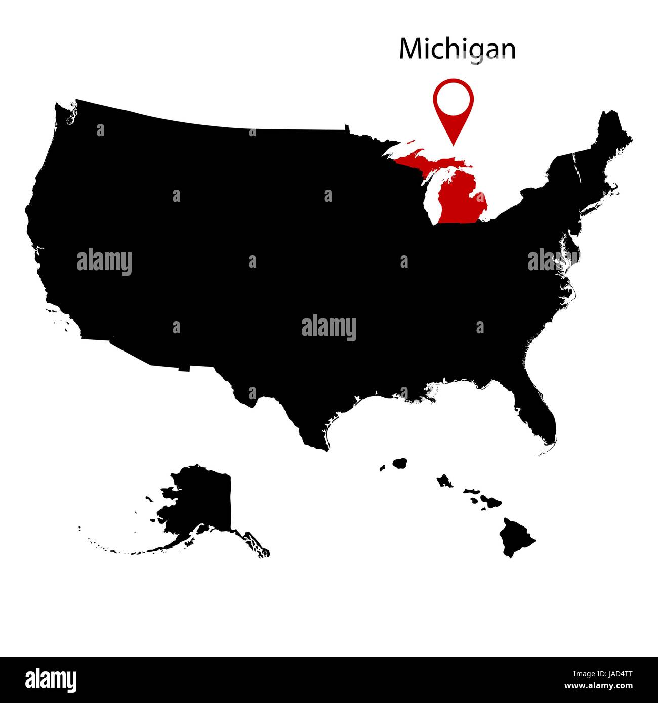 Mappa di la condizione degli Stati Uniti Michigan Illustrazione Vettoriale