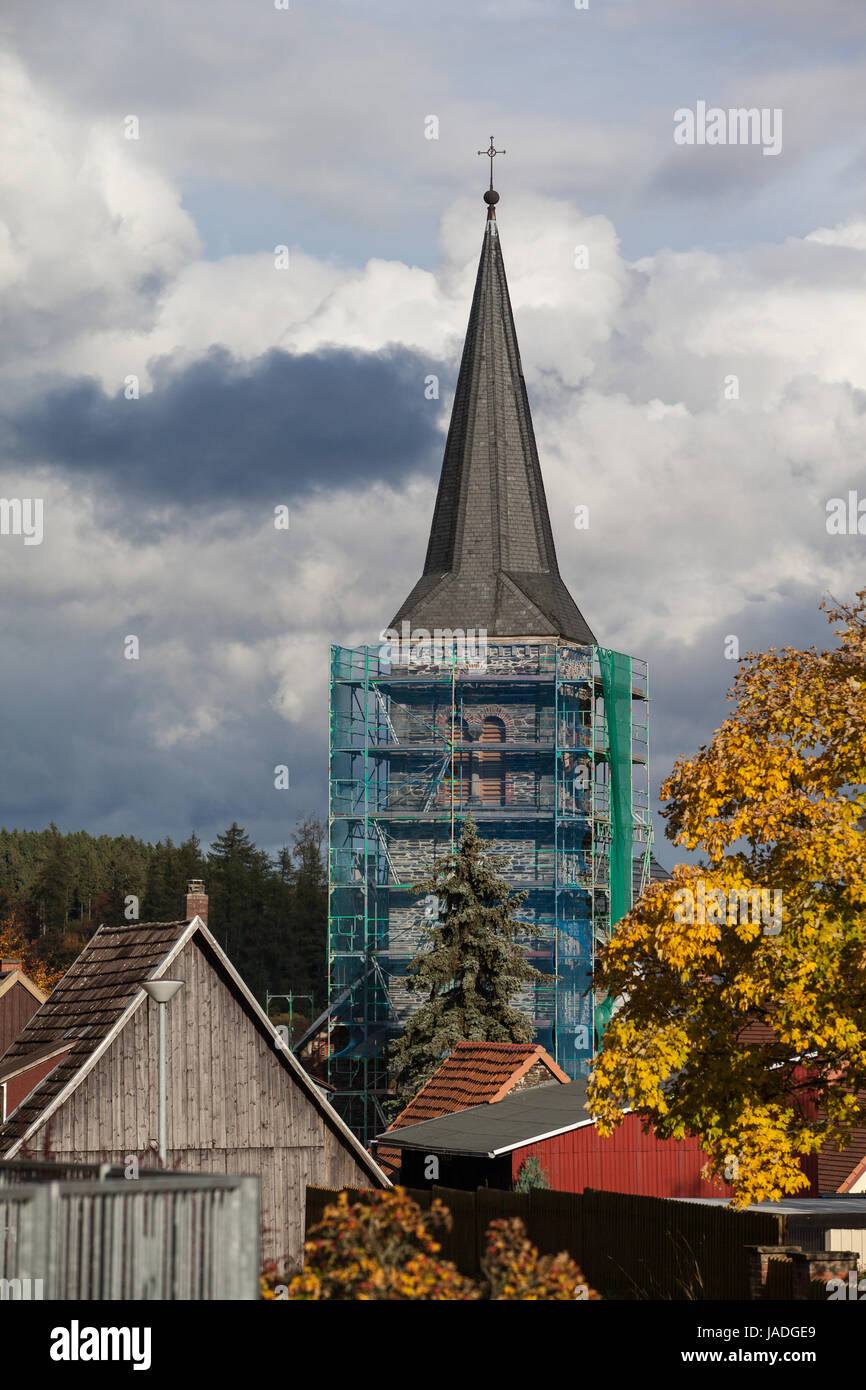 Sanierung Kirchturm Güntersberge Foto Stock