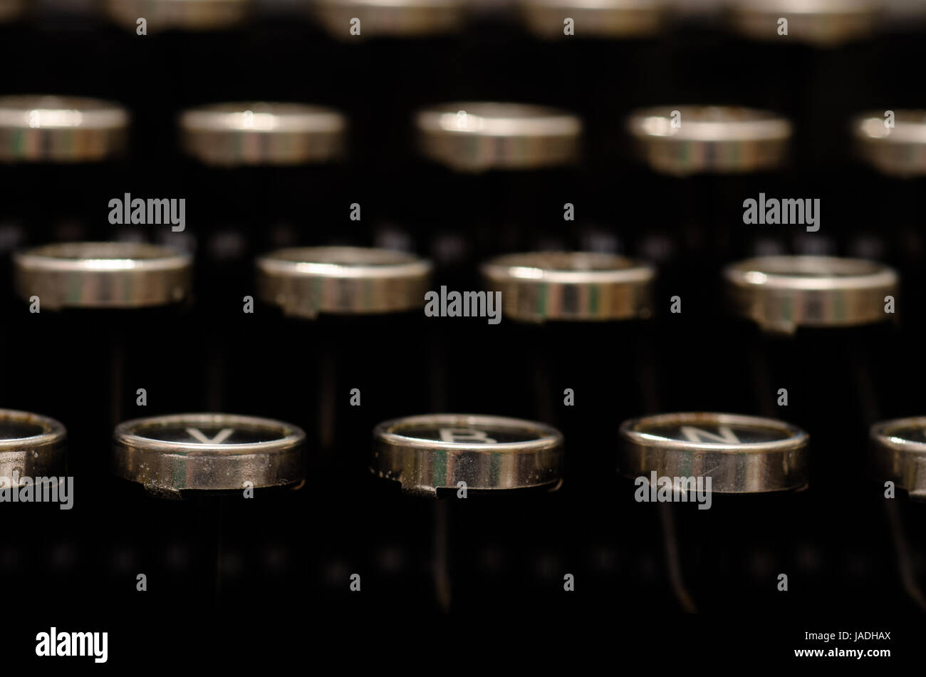 Nahaufnahme Tastatur einer alten Schreibmaschine Foto Stock