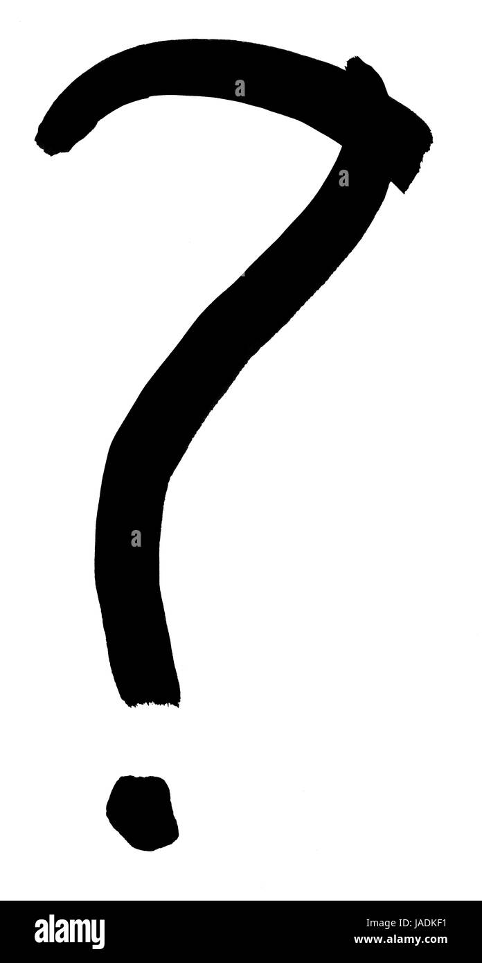 Scritto a mano il punto interrogativo dipinto con inchiostro nero Foto Stock