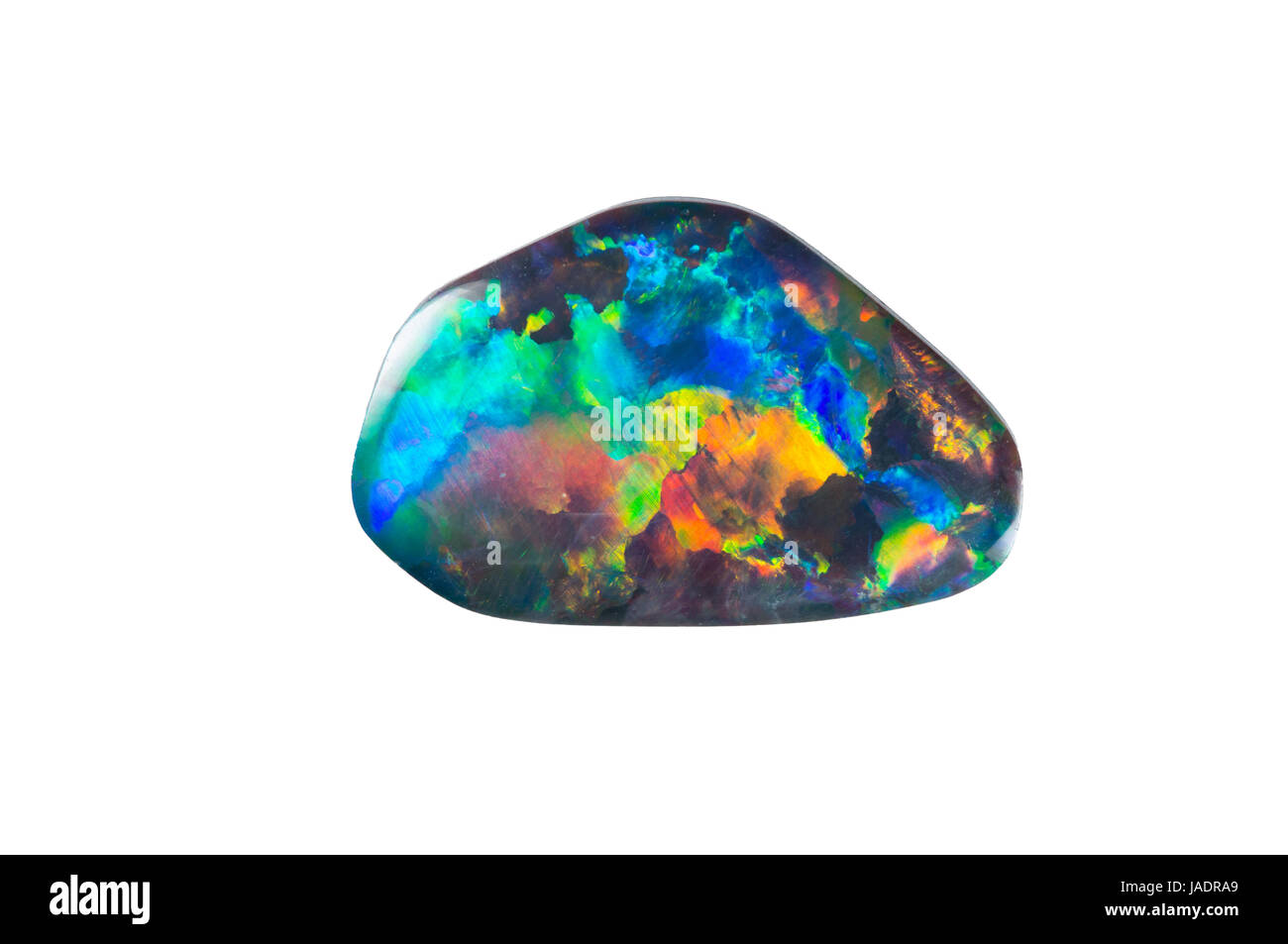 Ein freigestellter Opal mit komplettem Farbspektrum Foto Stock