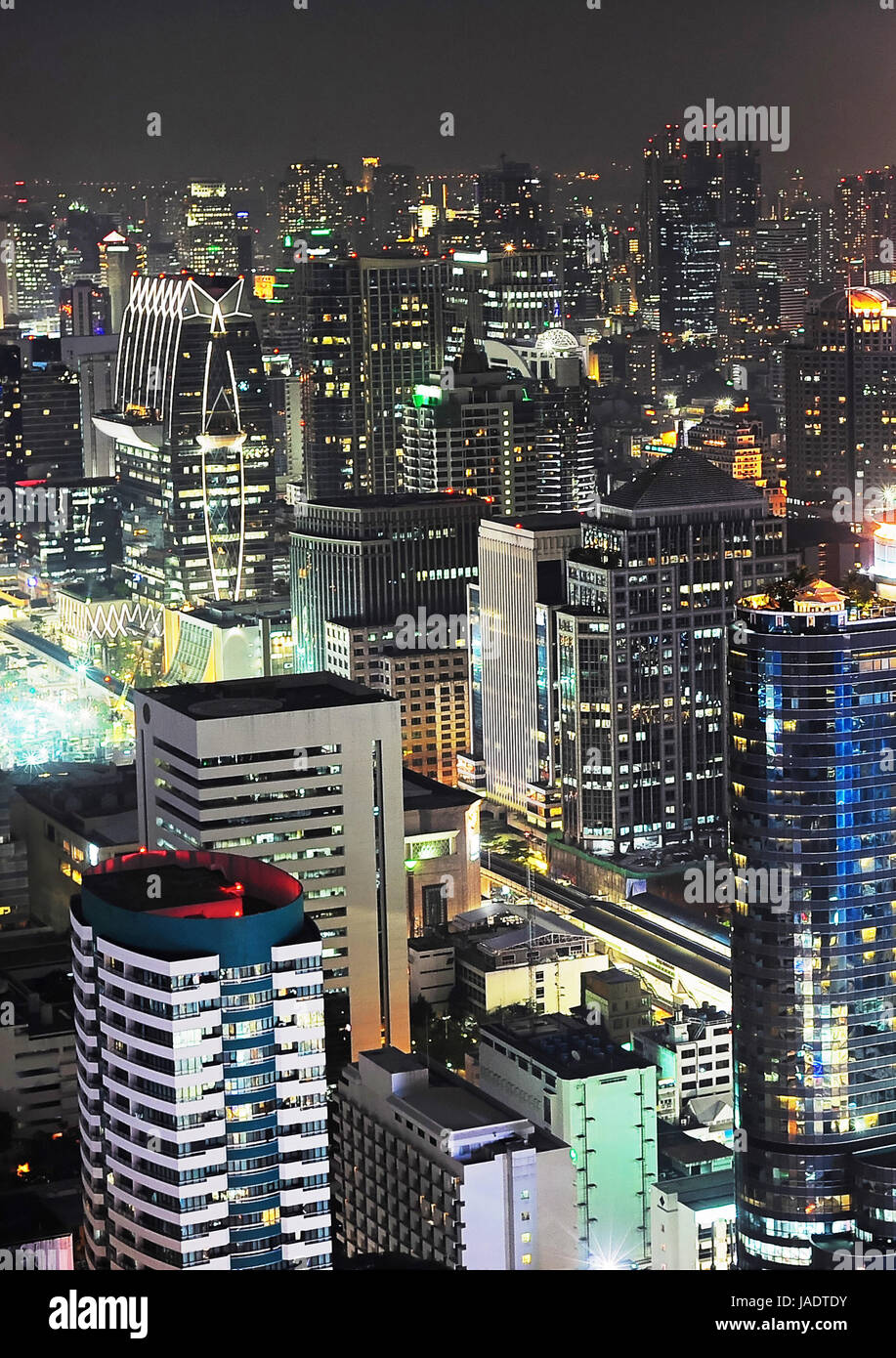 Bangkok city centre viewat notte. Della Thailandia Foto Stock