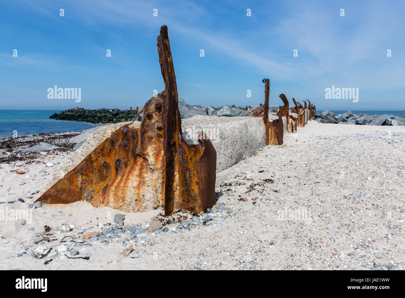 Vecchia scogliera decaduto a duna, piccola isola vicino a Helgoland in Germania Foto Stock