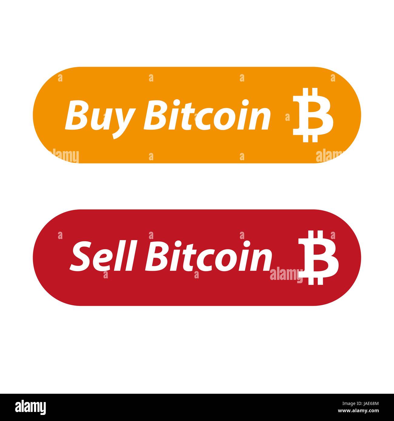 Vendere e comprare Bitcoin pulsante set Illustrazione Vettoriale