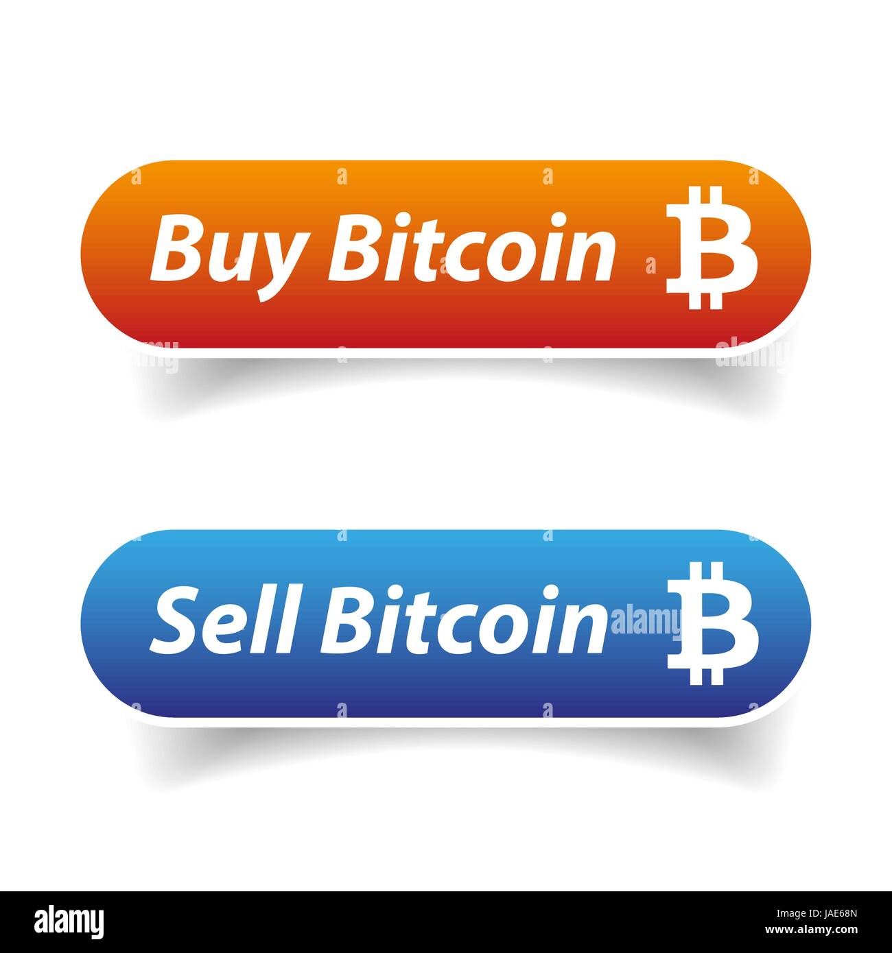 Vendere e comprare Bitcoin pulsante set Illustrazione Vettoriale