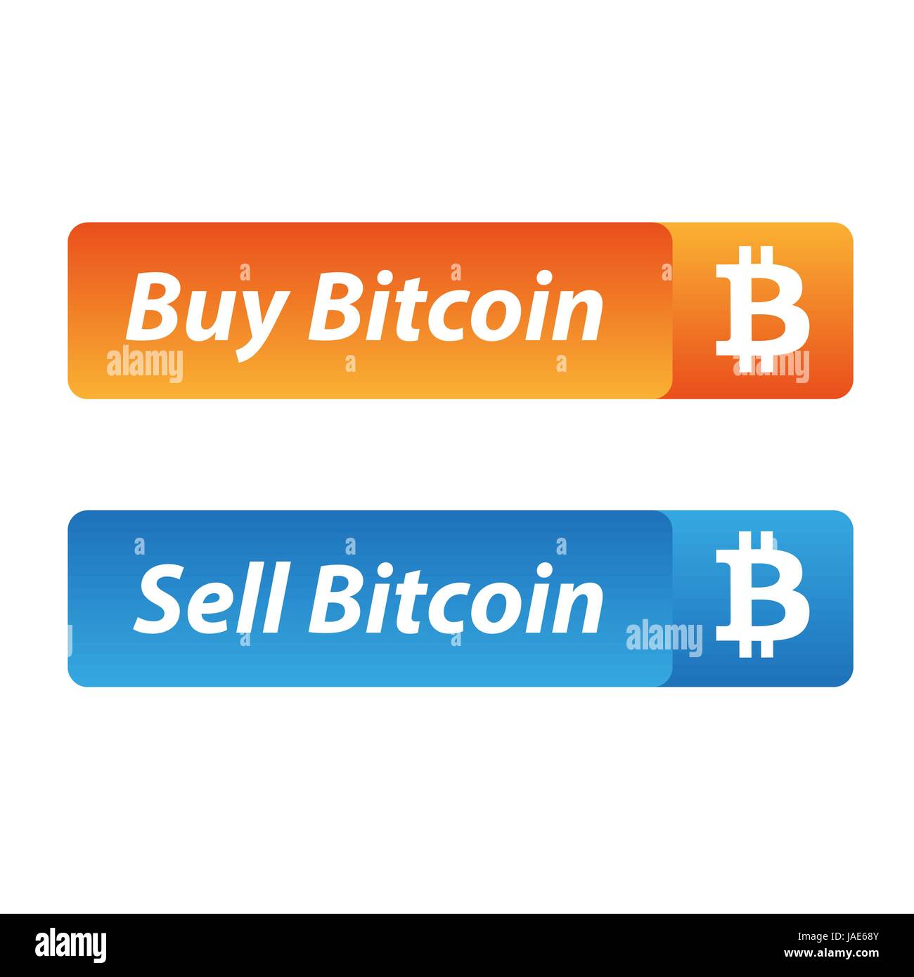 Vendere e comprare Bitcoin pulsante set Illustrazione Vettoriale