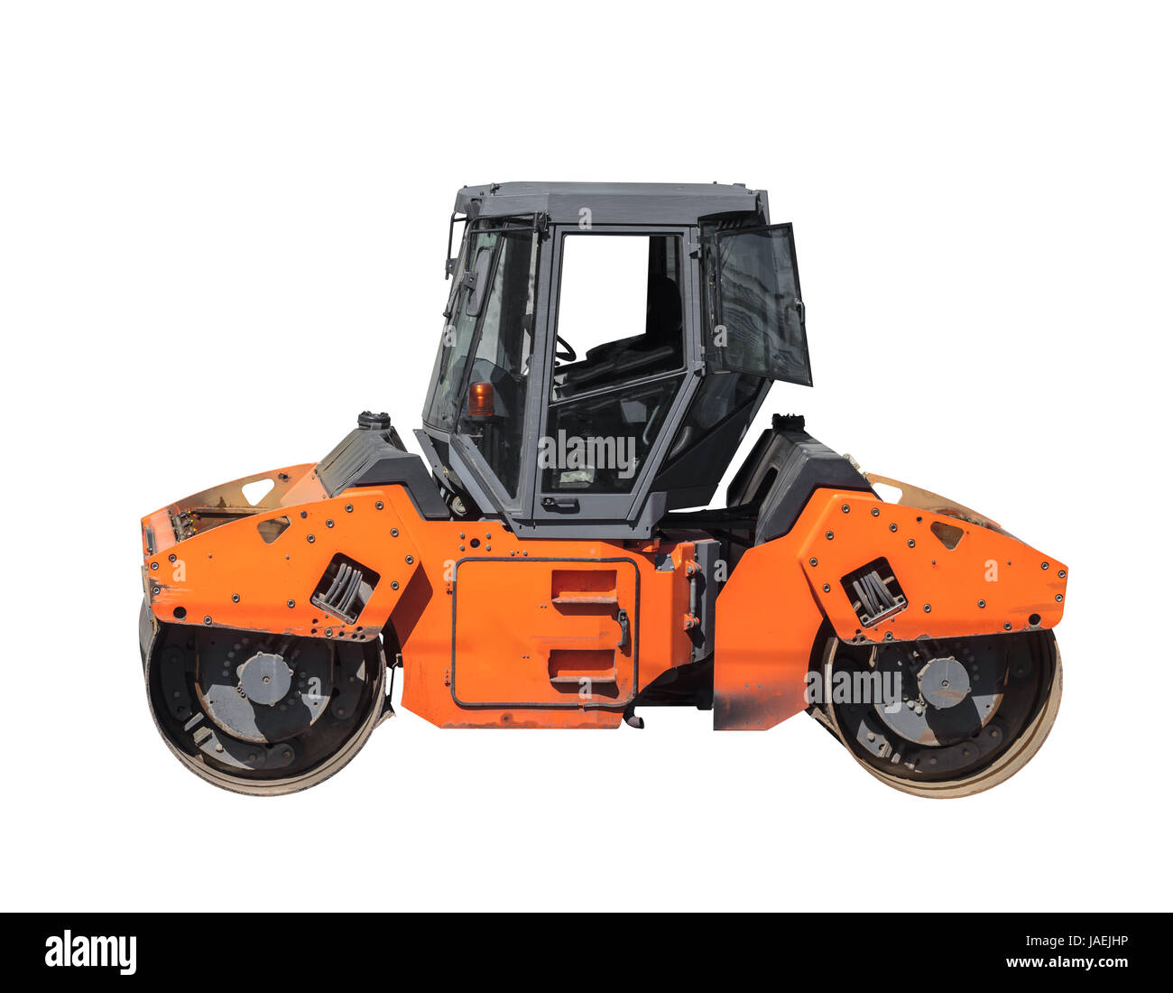 Costruzione trasporti, pista da pattinaggio su ghiaccio per la riparazione e la pavimentazione in bianco sullo sfondo isolato Foto Stock