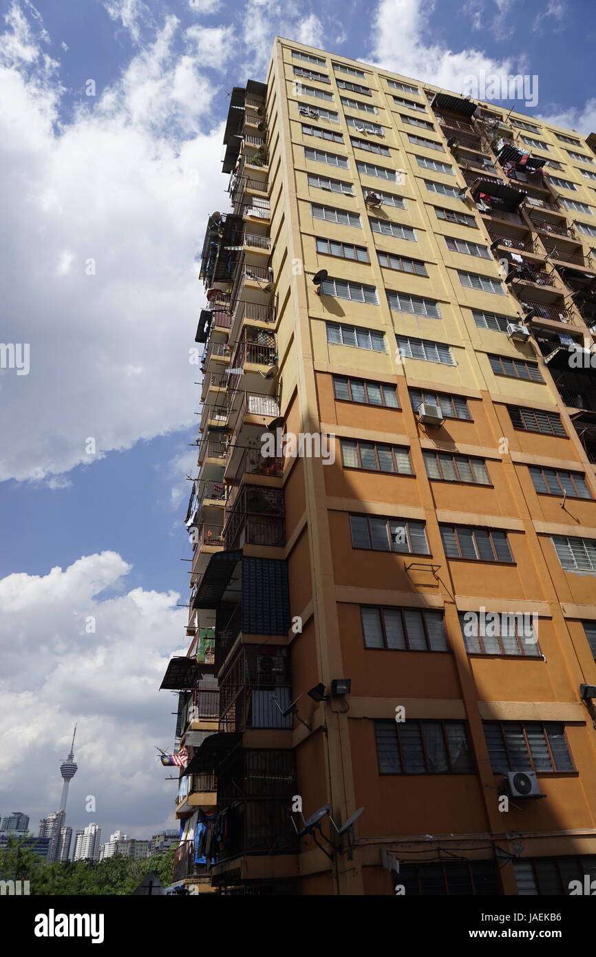 Persone di Housing Project (Programma Perumahan Rakyat o PPR) basso costo elevato aumento appartamenti in KualaLumpur, Malaysia Foto Stock