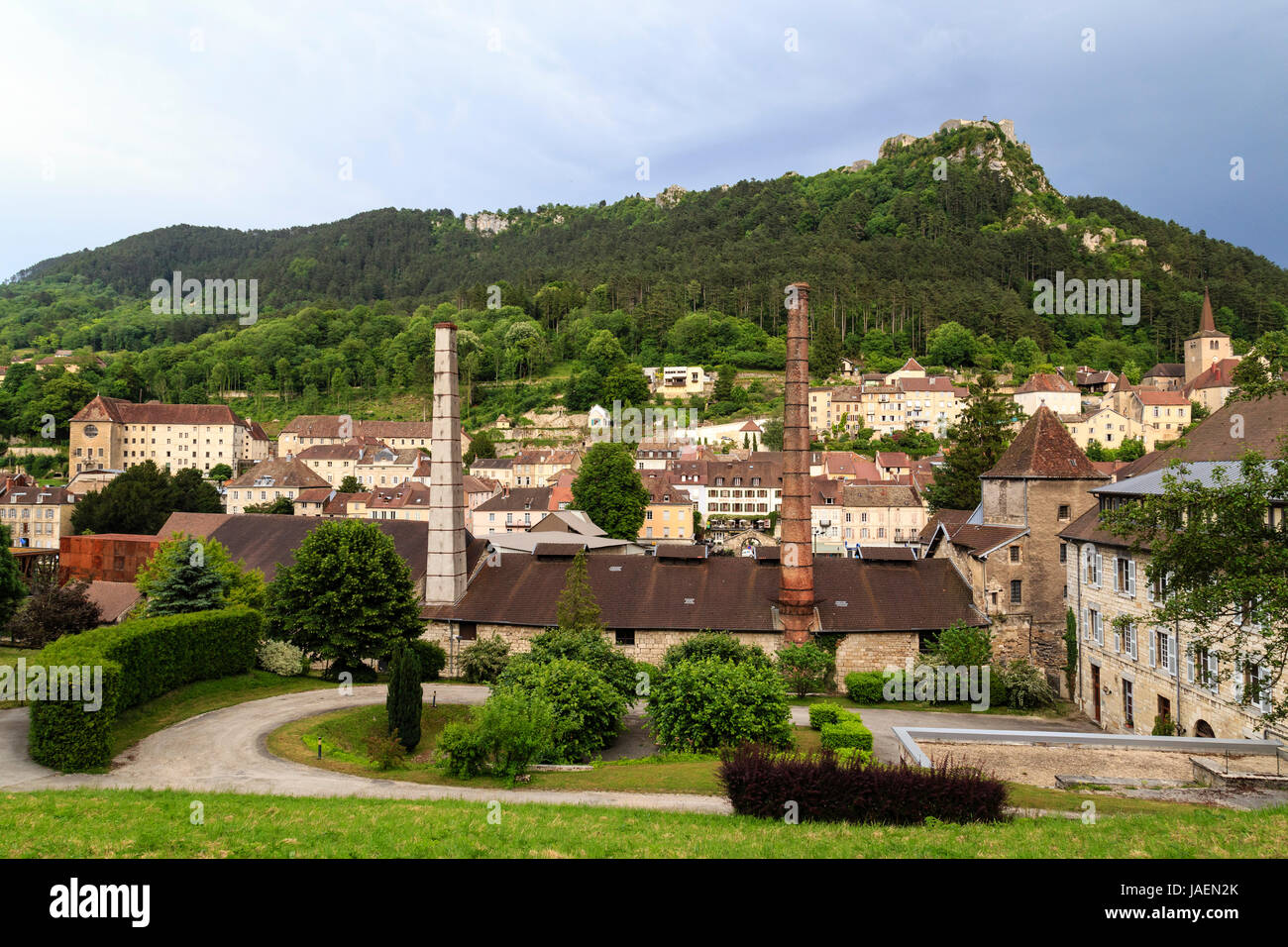 Francia, Giura, Salins les Bains, Grande saline de Salins-les-Bains (Saline), classificato come patrimonio mondiale dall' UNESCO Foto Stock