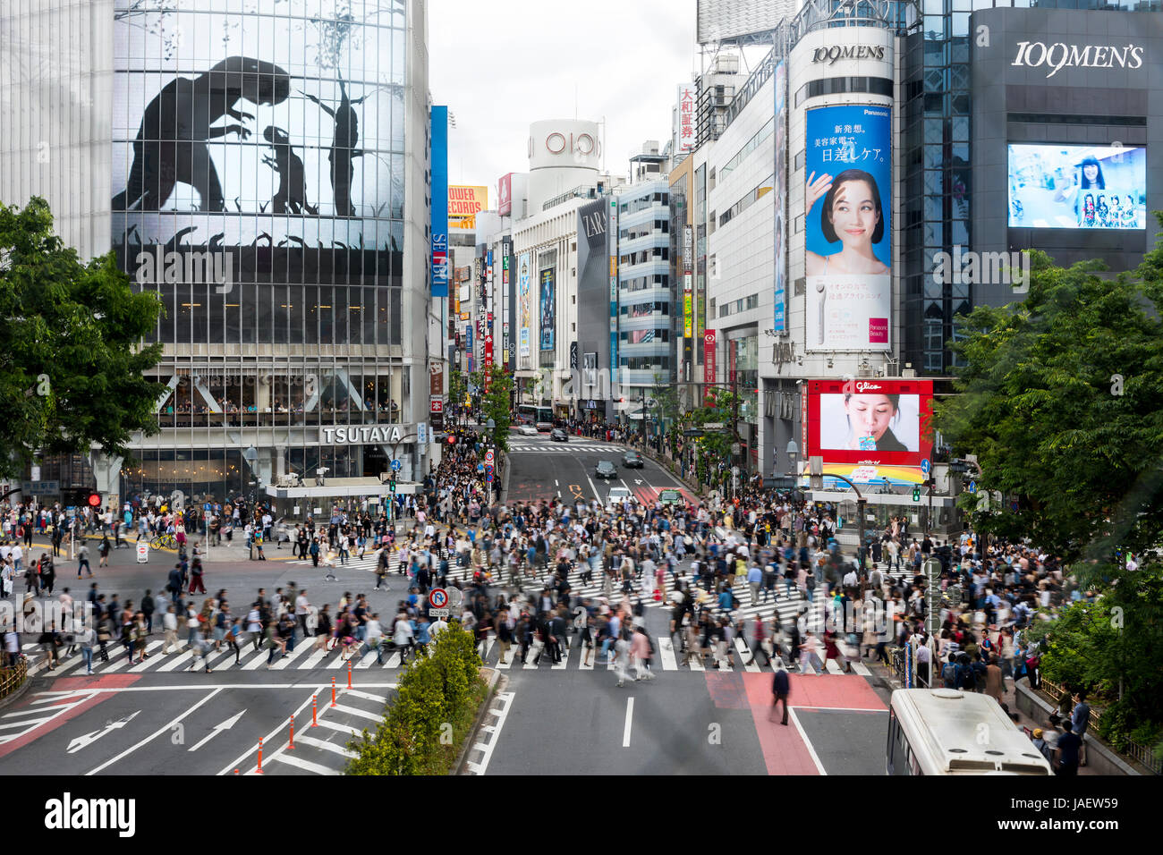 Traversata popolare a Shibuya, Tokyo, Giappone. Foto Stock