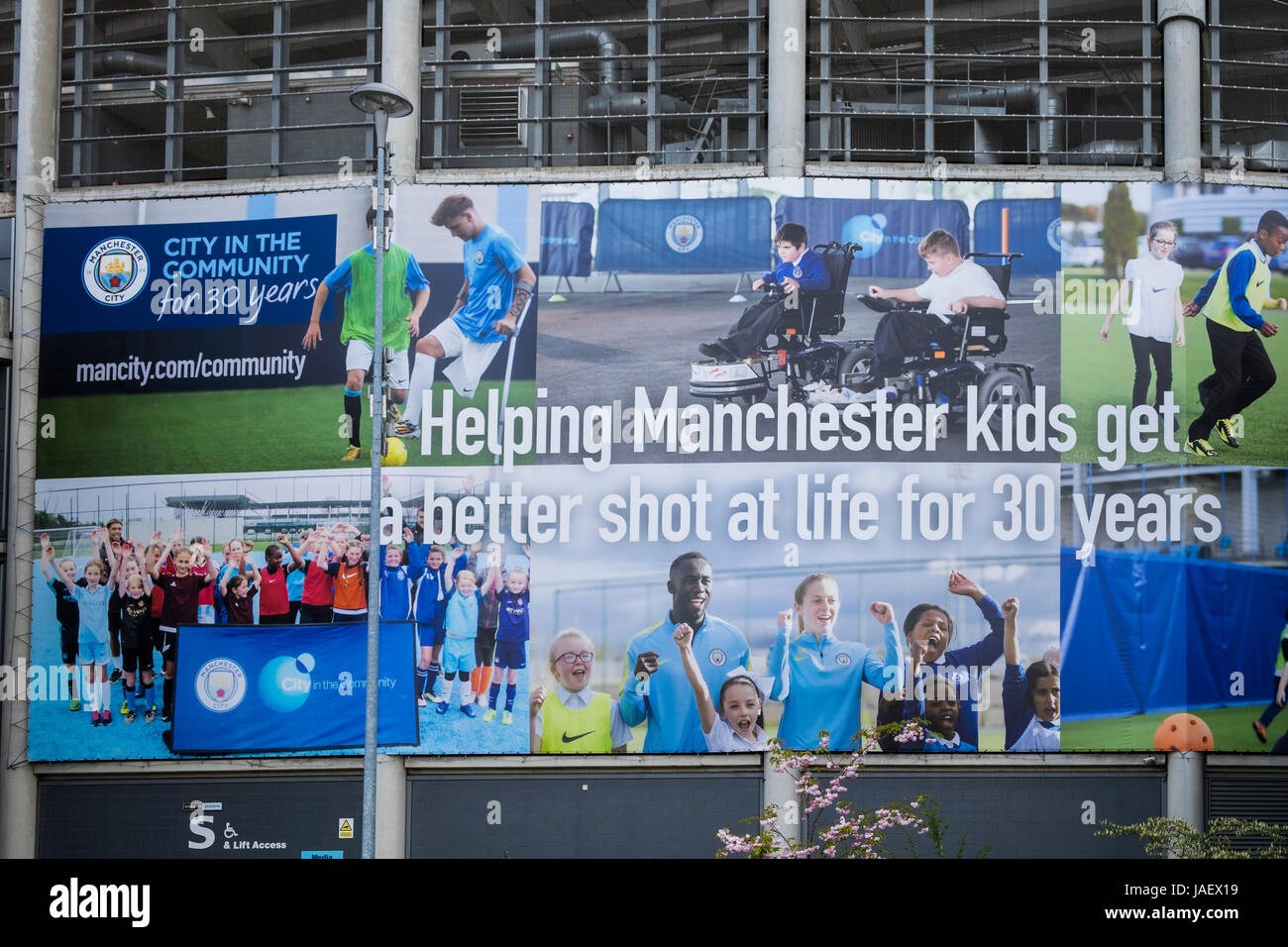 Etihad Stadium casa Manchester City Football Club, Manchester, Inghilterra, Regno Unito Foto Stock