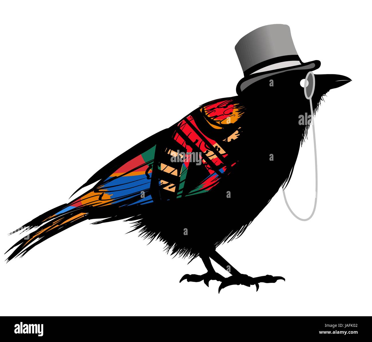 Raven nero con hat - illustrazione vettoriale Illustrazione Vettoriale