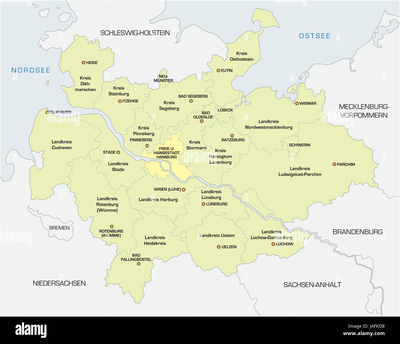 Mappa del nord tedesco di Metropolregion Hamburg Illustrazione Vettoriale
