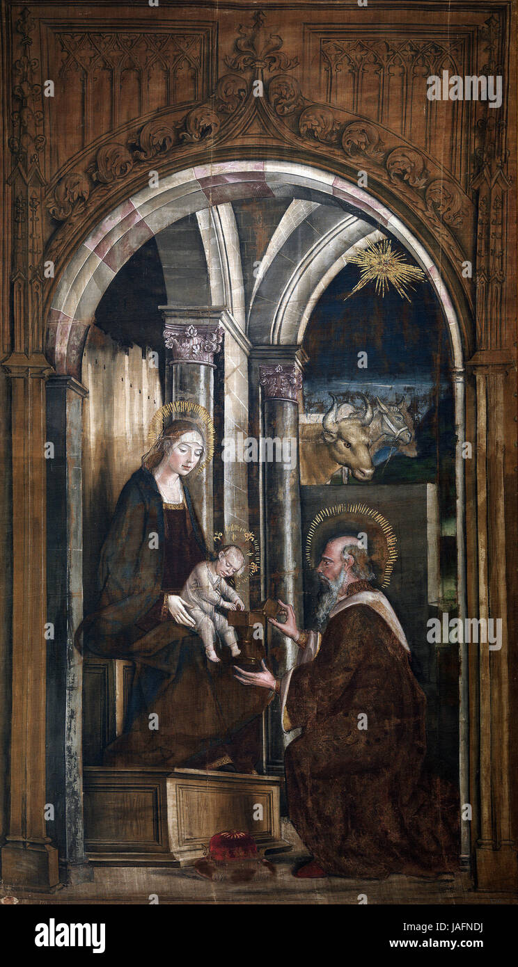 Pedro Berruguete - Adoración del primer Mago 1493-1499. Foto Stock