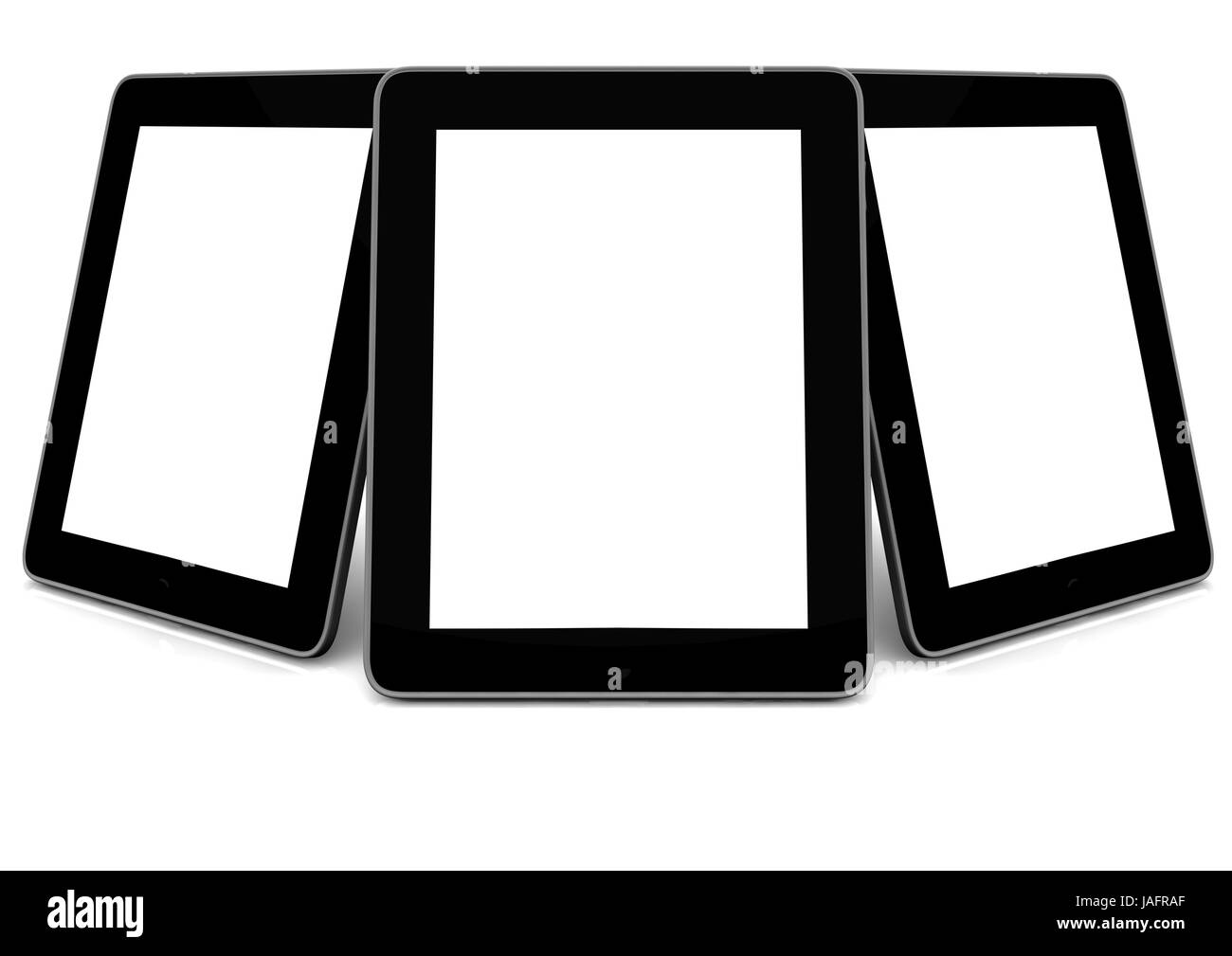 Tre compresse blanko con schermo bianco Foto Stock