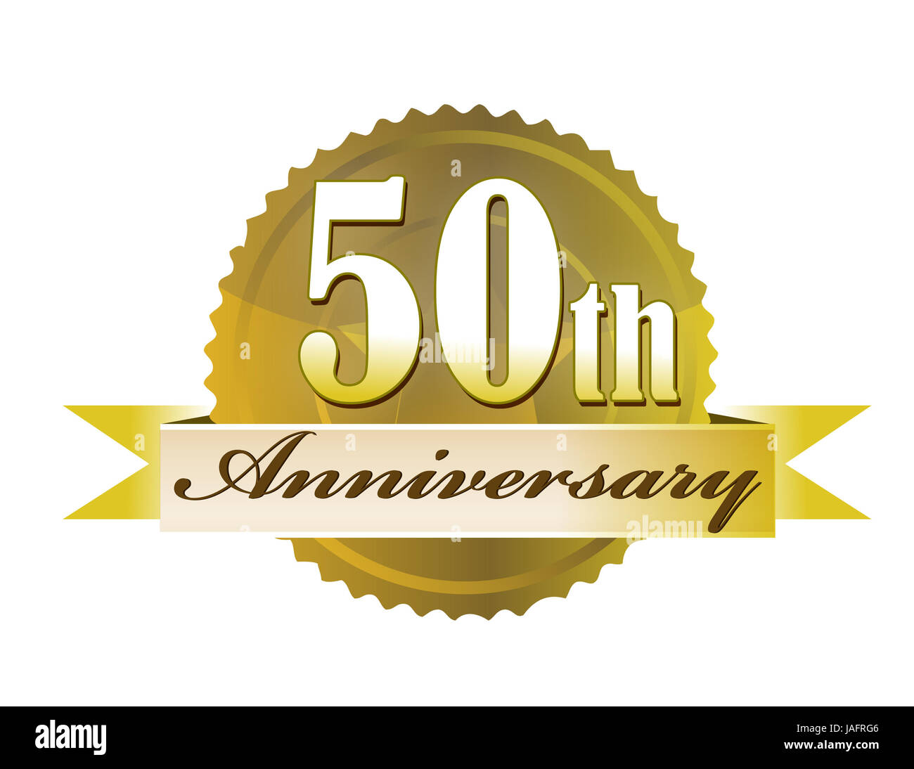 50 anni di anniversario sigillo d'oro con nastro. illustration design Foto Stock