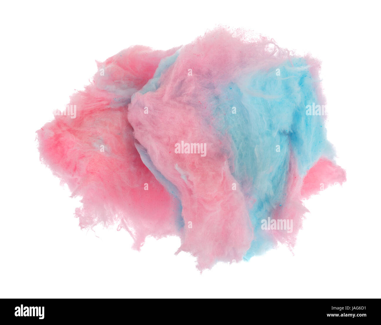 Rosa e blu di cotone candy isolato su uno sfondo bianco. Foto Stock