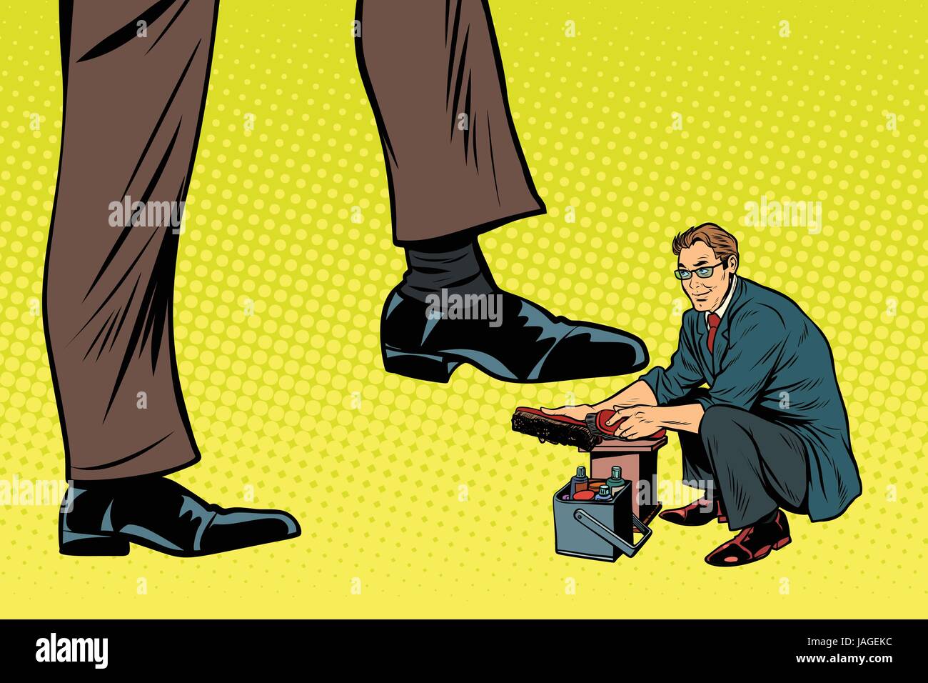 Poco Calzatura per il grande uomo. La Pop art retrò illustrazione vettoriale Illustrazione Vettoriale