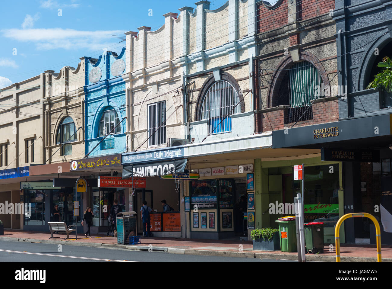 Gli edifici colorati su Bronte rd, Charing Cross, Waverley, Sydney, Australia. Foto Stock