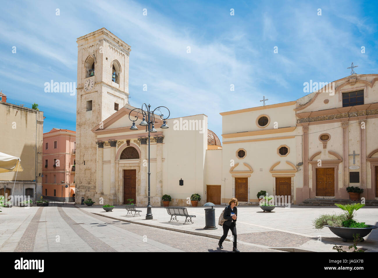 Cagliari Sardegna Villanova, Piazza San Giacomo nella zona di Villanova di Cagliari, Sardegna. Foto Stock