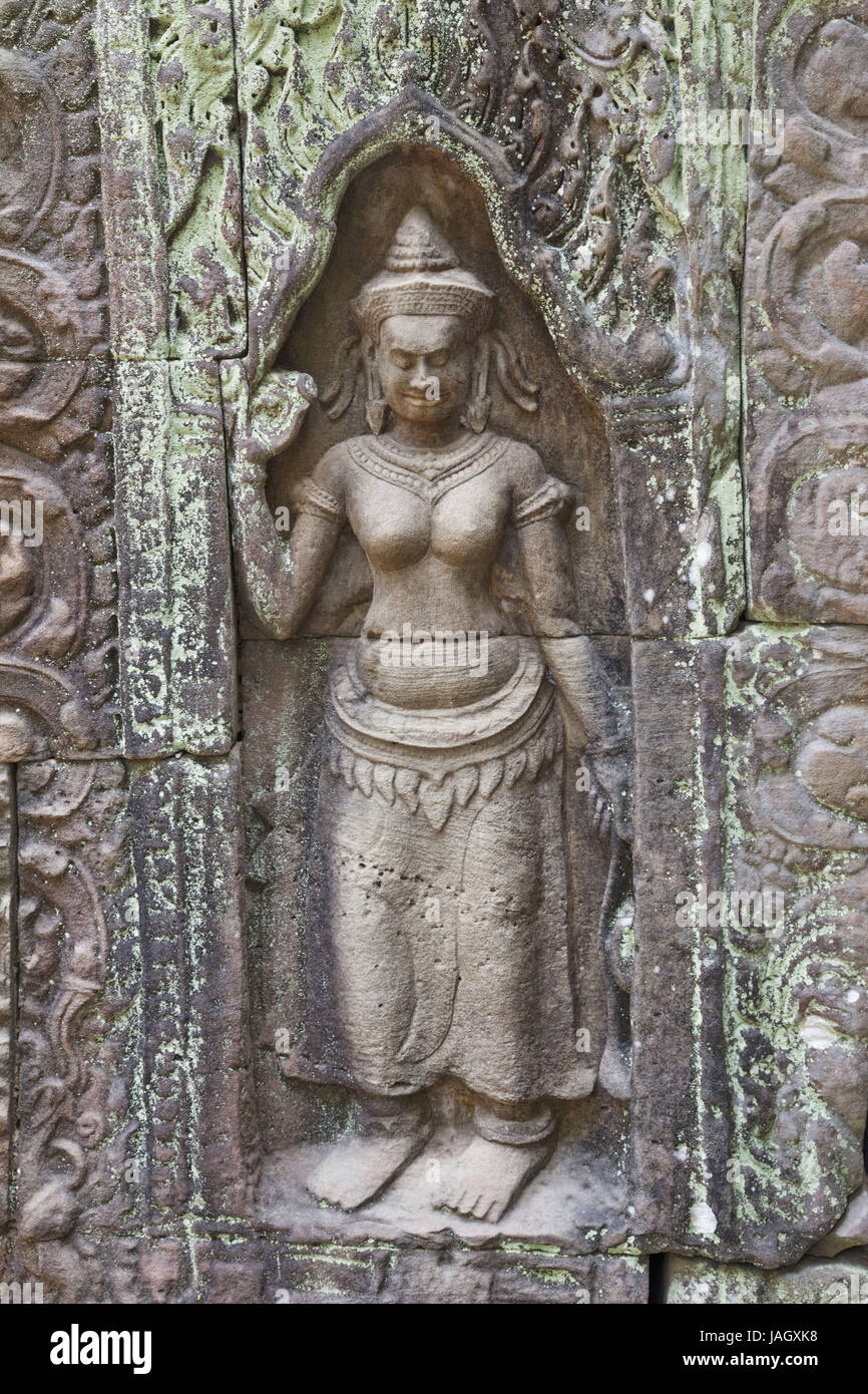 Cambogia,Siem Reap,Angkor,Preah Khan temple,grazia nota,sollievo,personaggio,rappresentanza,Apsara ballerino, Foto Stock
