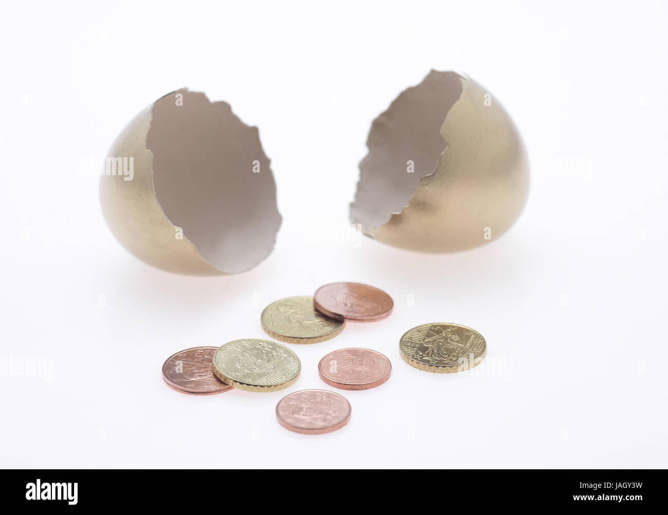 Le uova di volatili da cortile,monete,icona immagine,uova d'oro,hen, Foto Stock