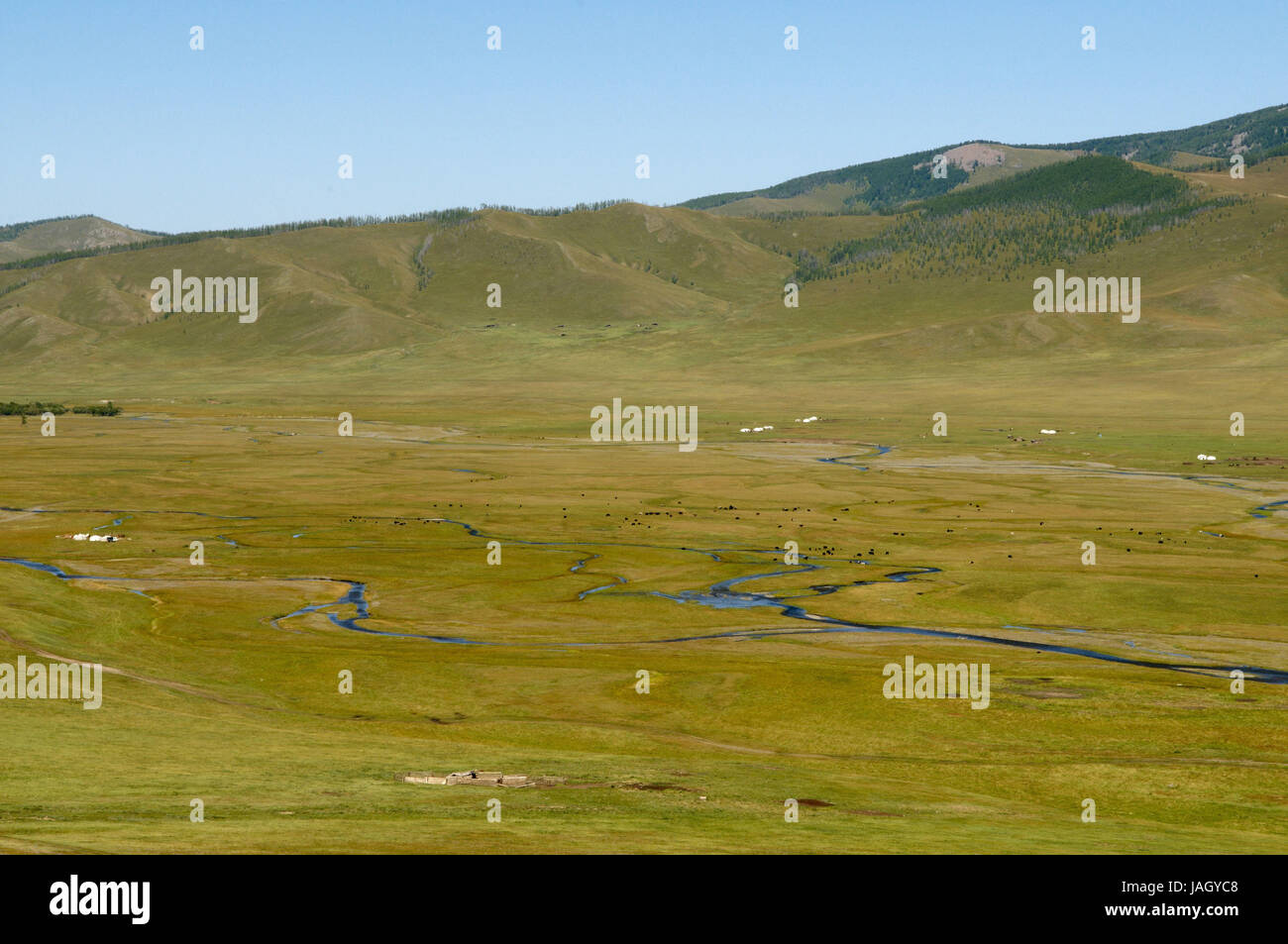 Mongolia,Asia centrale,Ovorkhangai provincia,storica Valle Orkhon,UNESCO patrimonio mondiale,flux Tsenkher, Foto Stock