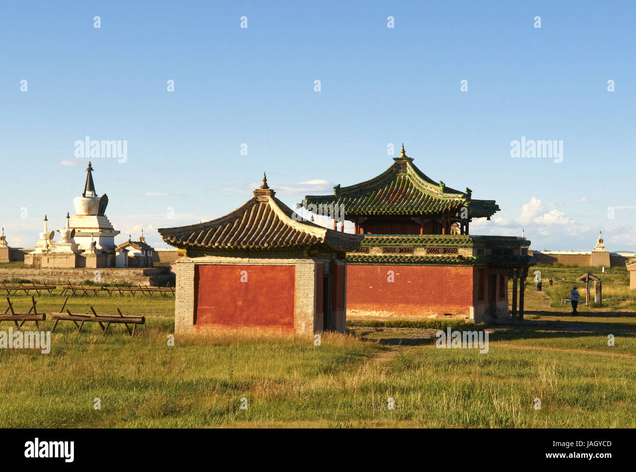 Mongolia,Asia centrale,Ovorkhangai provincia,Erdene Zuu chiostro,centro buddista,UNESCO patrimonio mondiale,Cinese e architettura tibetano, Foto Stock